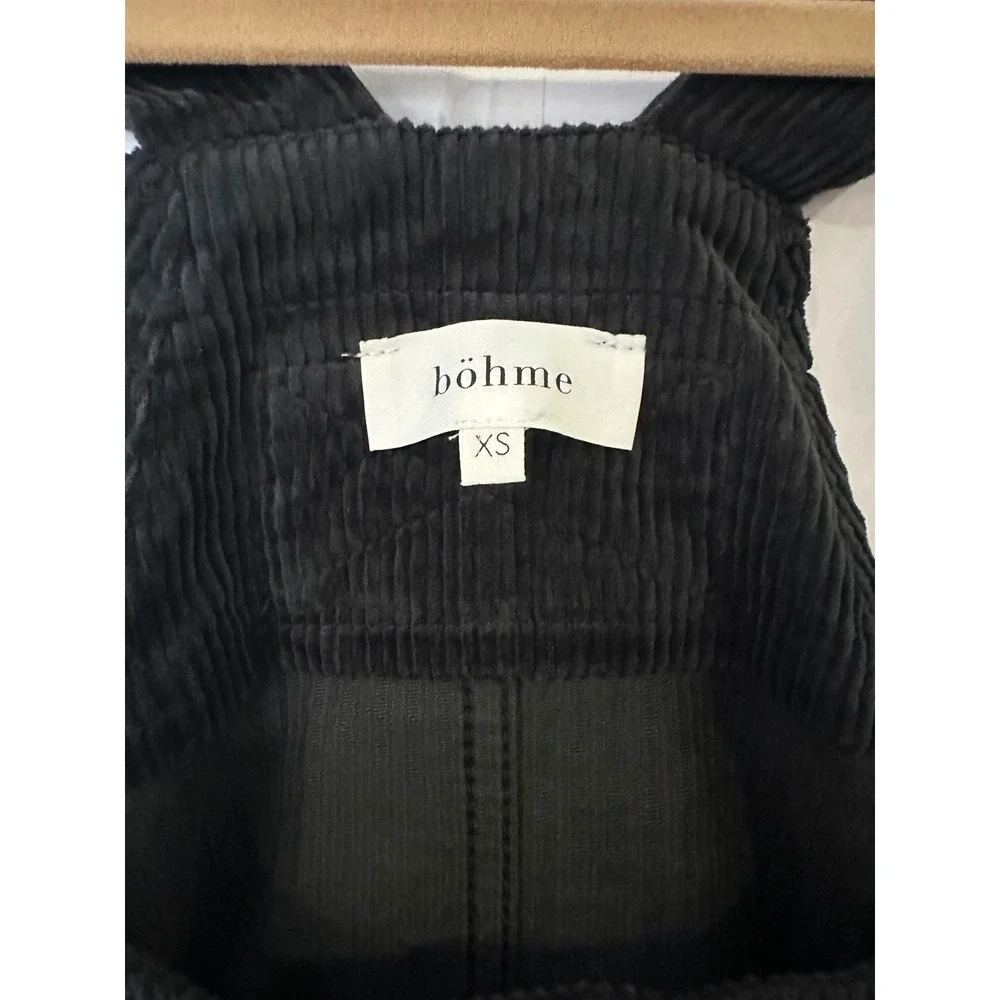 Bohme Corduroy Mini Dress Overalls with Pockets Black XS